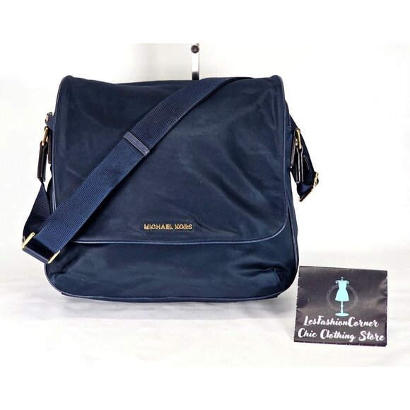 Michael Kors Unisex Navy Blue Jet Set Large Nylon Gabardine Messenger Bag 361 - Picture 9 of 15